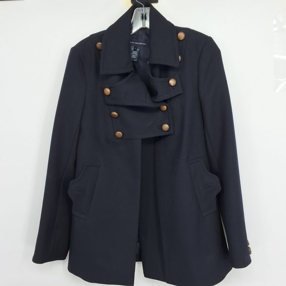 French Connection Sz 4 Dark Blue Peacoat with Buttons - Picture 1 of 6